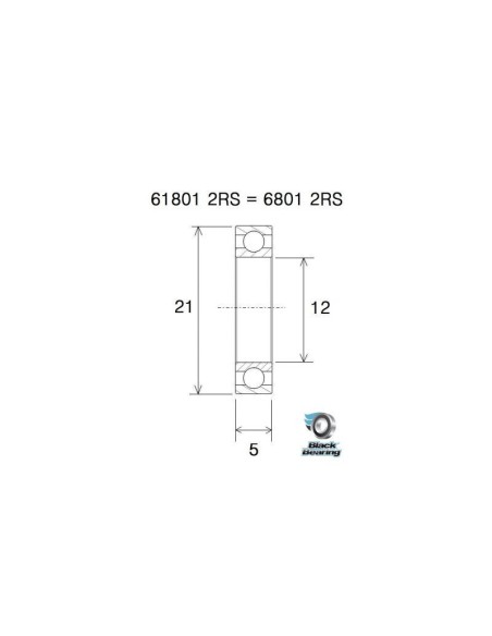 Roulement MAX Black Bearing 61801-2RS / 6801-2RS