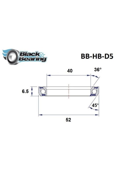 Roulement direction Black Bearing D5 40 x 52 x 6.5 36/45°