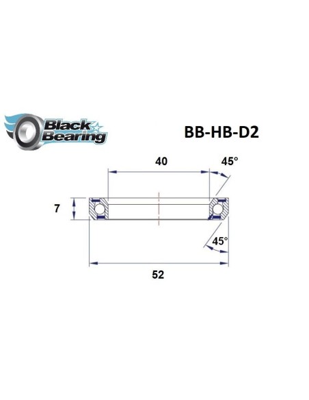 Roulement direction Black Bearing D2 40 x 52 x 7 45/45°