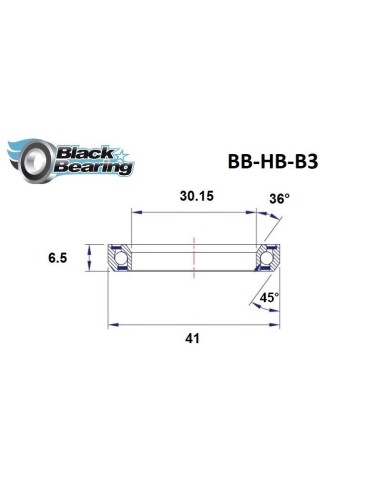 Roulement direction Black Bearing B3  30.15 x 41 x 6.5 36/45°
