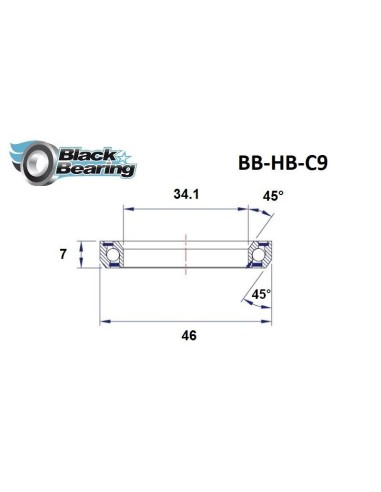 Roulement direction Black Bearing C9 34.1 x 46 x 7mm  45/45°