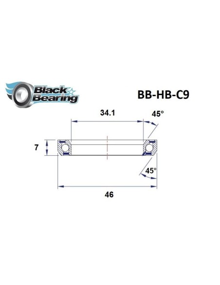 Roulement direction Black Bearing C9 34.1 x 46 x 7mm  45/45°