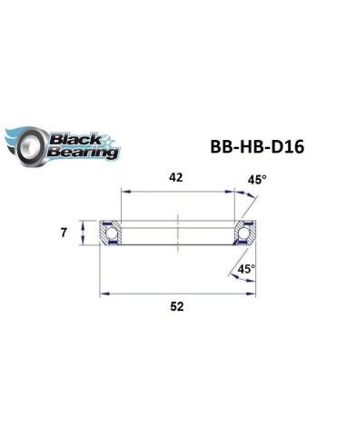 Roulement Direction Black Bearing D16 52 x 42 x 7 45/45°