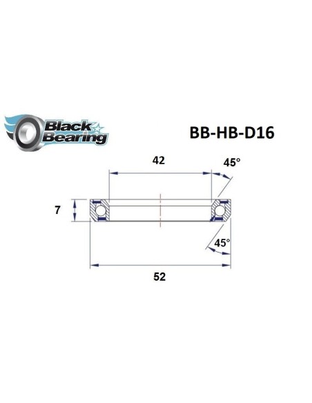 Roulement Direction Black Bearing D16 52 x 42 x 7 45/45°