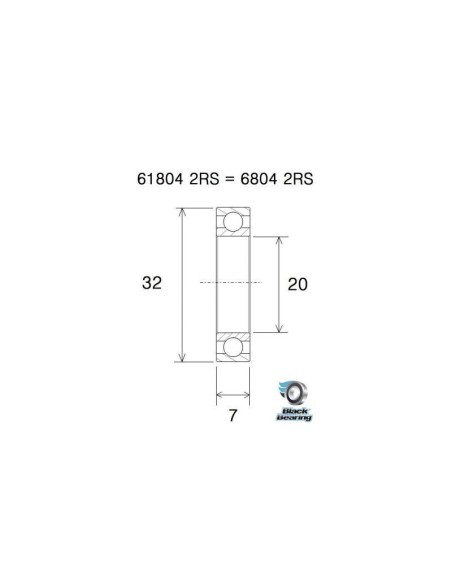 Roulement Black Bearing B5 61804-2RS / 6804-2RS