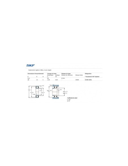 Roulement SKF 61900-2RS1 / 6900-2RS1