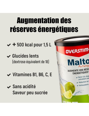 Malto Antioxydant Overstim's 450g - Citron/Citron vert